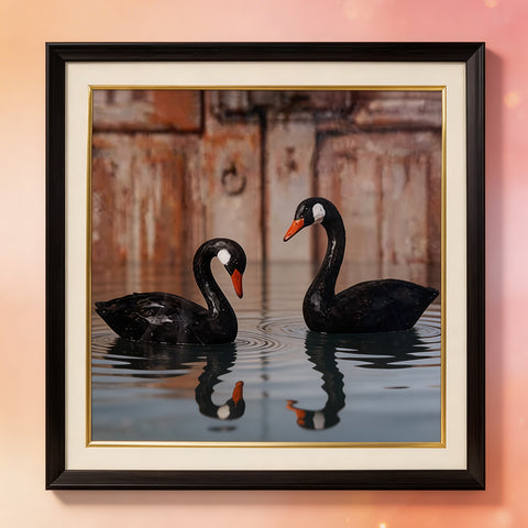 Black Swan Pair Photo Frame