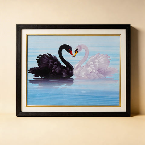 Black & White Swan Pair Photo Frame
