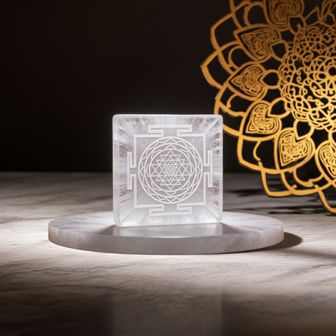 Salenite shree yantra plate