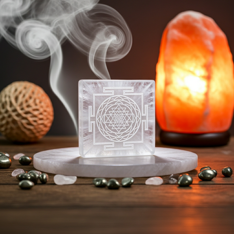 Salenite shree yantra plate