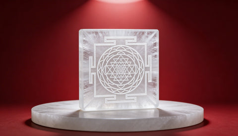 Salenite shree yantra plate